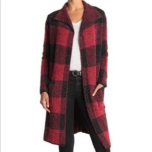 Joseph A Drape Collar Print Maxi Cardigan Sweater